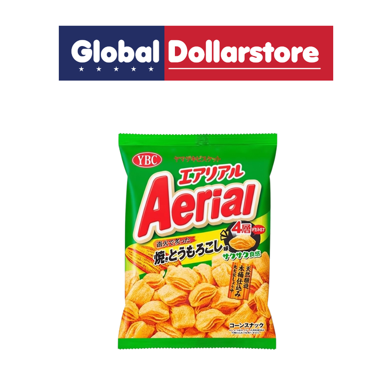 Aerial Grilled Corn Flavor Chips snack pack featuring crispy corn chips with a savory grilled corn taste, highlighted by bold Aerial branding and eye-catching snack packaging.