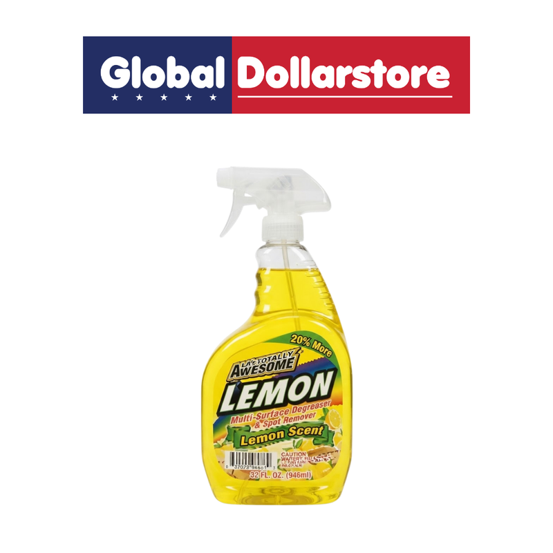 Awesome Lemon Degreaser & Spot Remover featuring a refreshing lemon scent and powerful cleaning formula designed to tackle grease, stains, and tough spots on household surfaces.