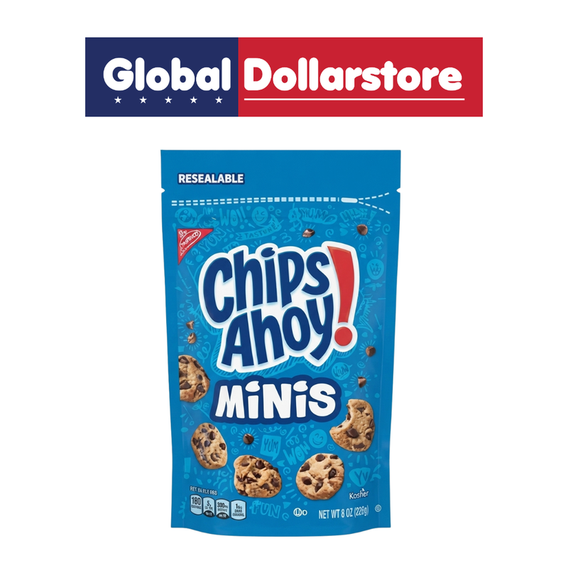 CHIPS AHOY! Mini Snack-Saks featuring bite-sized chocolate chip cookies with a deliciously crunchy texture and classic chocolatey flavor, conveniently packed for snacking, sharing, lunchboxes, or enjoying on the go.