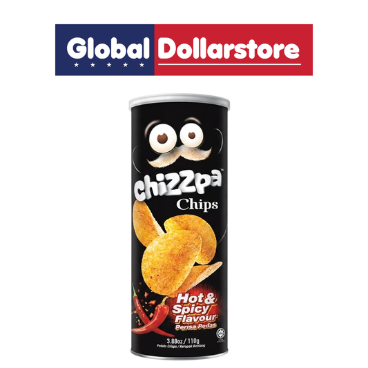 Chizzpa Potato Chips Hot and Spicy in a convenient snack pack, featuring crispy potato chips with a bold, fiery seasoning for a flavorful and satisfying spicy snack anytime.
