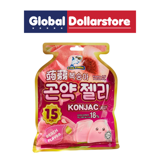 Dolphin Konjac Jelly Peach featuring a soft and chewy jelly texture with a sweet, juicy peach flavor, conveniently packaged for a refreshing fruity snack that's perfect for enjoying anytime.