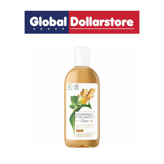 Dove oil body wash bottle with Global Dollarstore logo on a white background