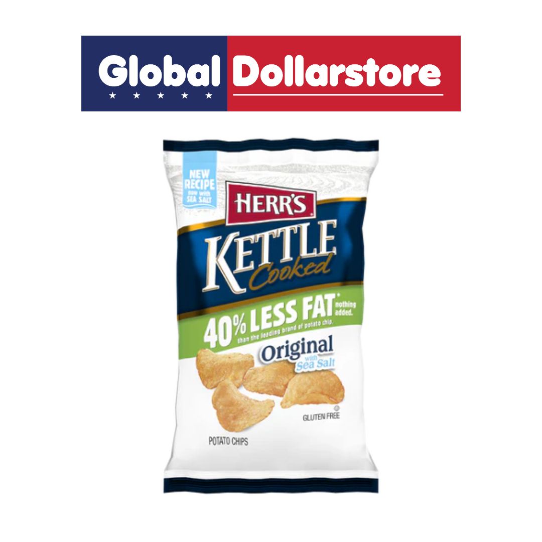 HERR'S POTATO CHIPS 40% LESS FAT ORIG SEA SALT 5OZ/12