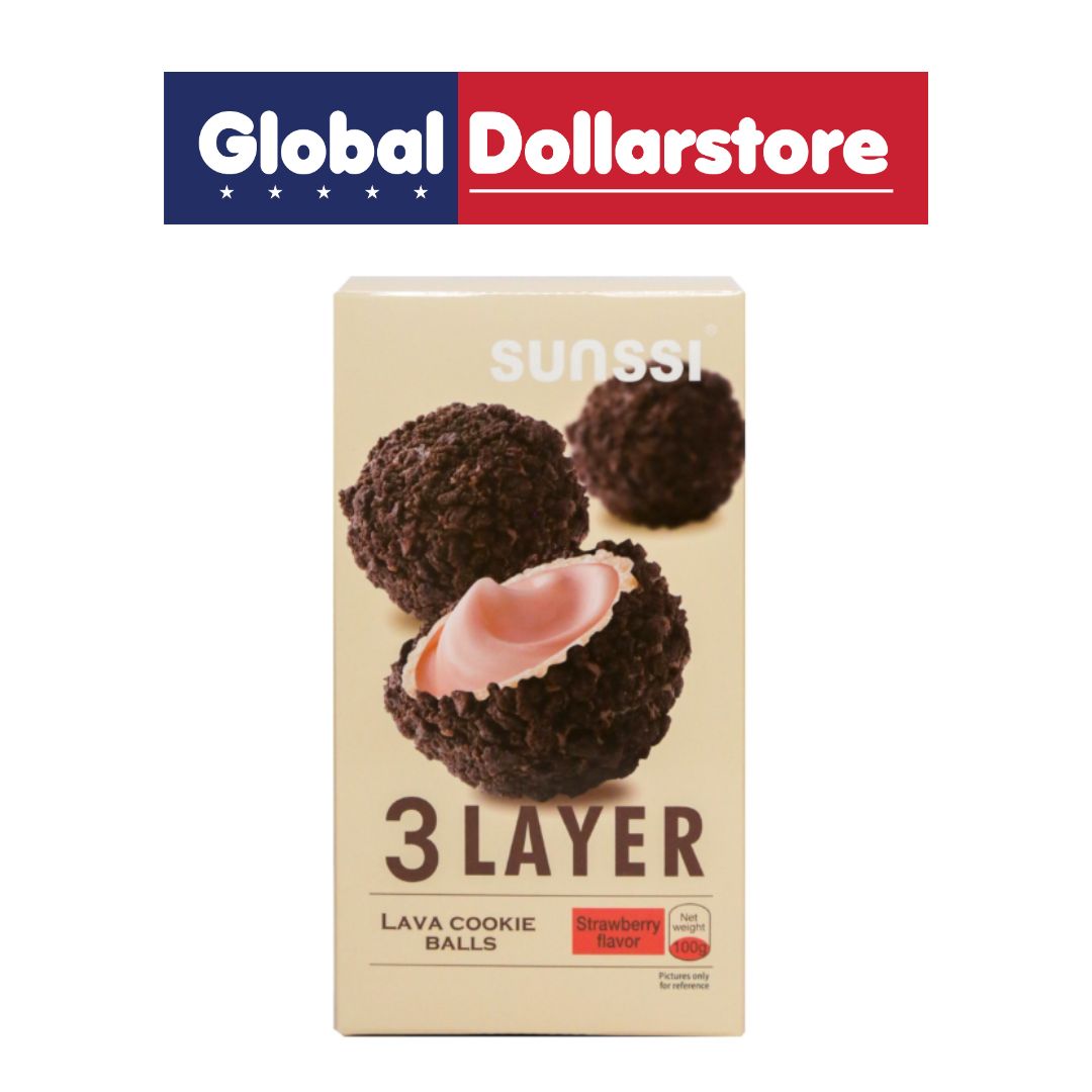 SUNSSI 3LAYER LAVA COOKIE BALLS STRAWBERRY 100G/24