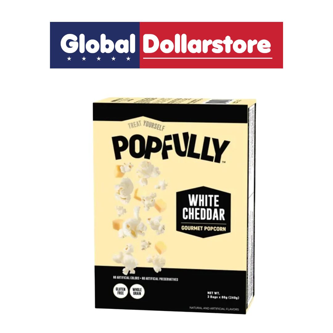 POPFULLY MICROWAVE POPCORN WHITE CHEDDAR 240G/12