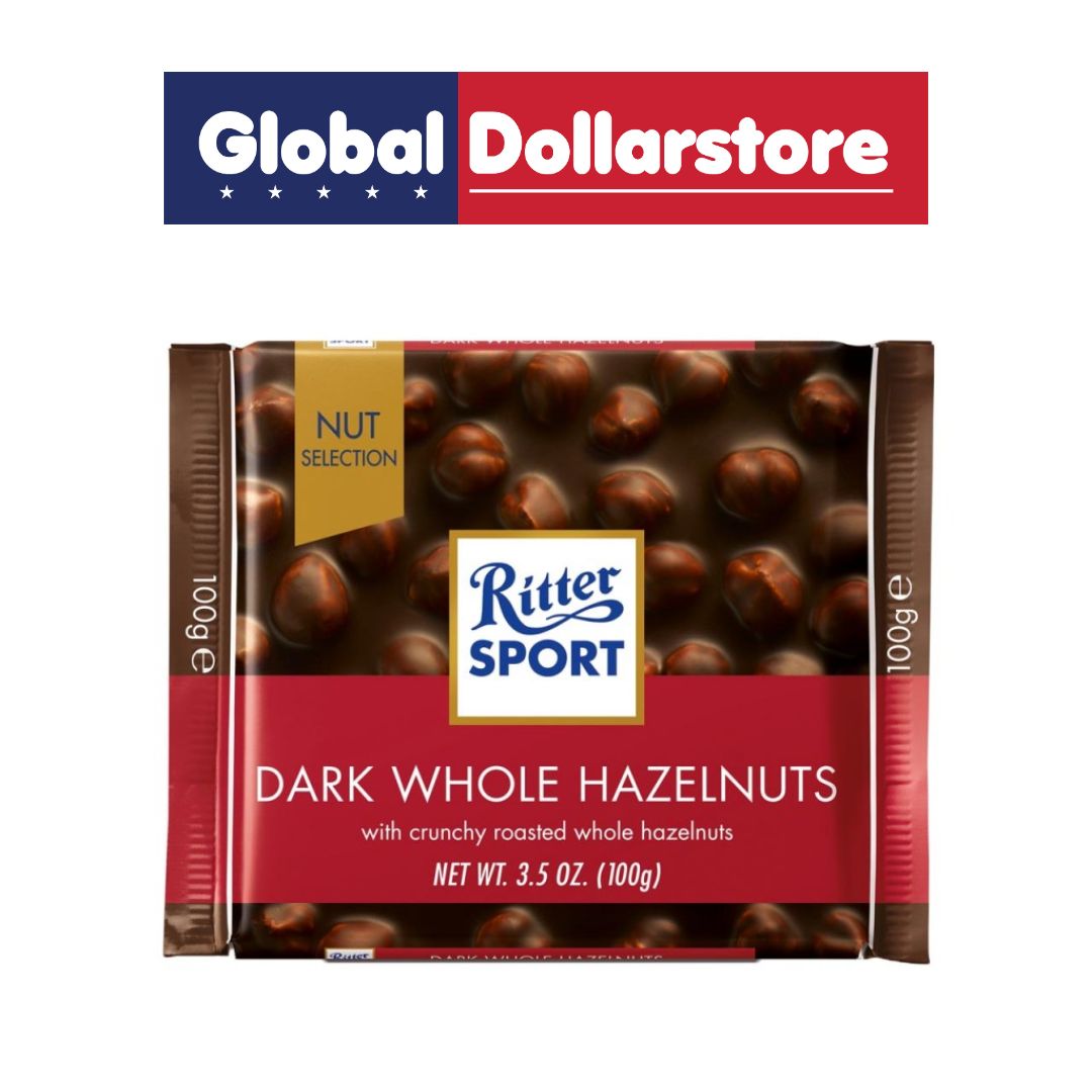 RITTER SPORT DARK WHOLE HAZELNUT CHOCOLATE 100G/10