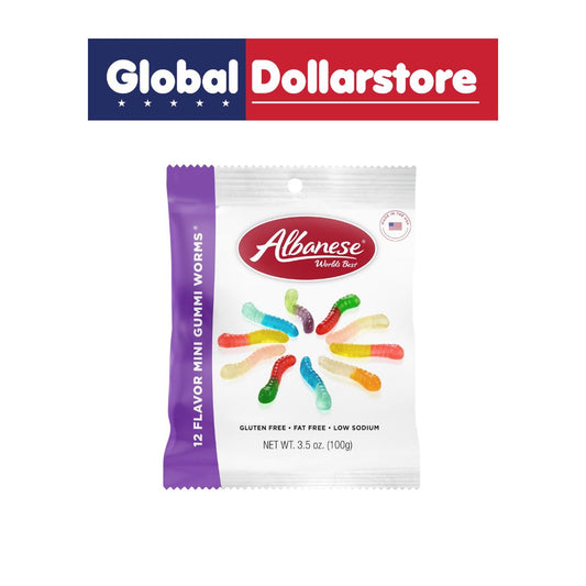 ALBANESE 12 FLAVORS MINI GUMMI WORMS 3.5OZ