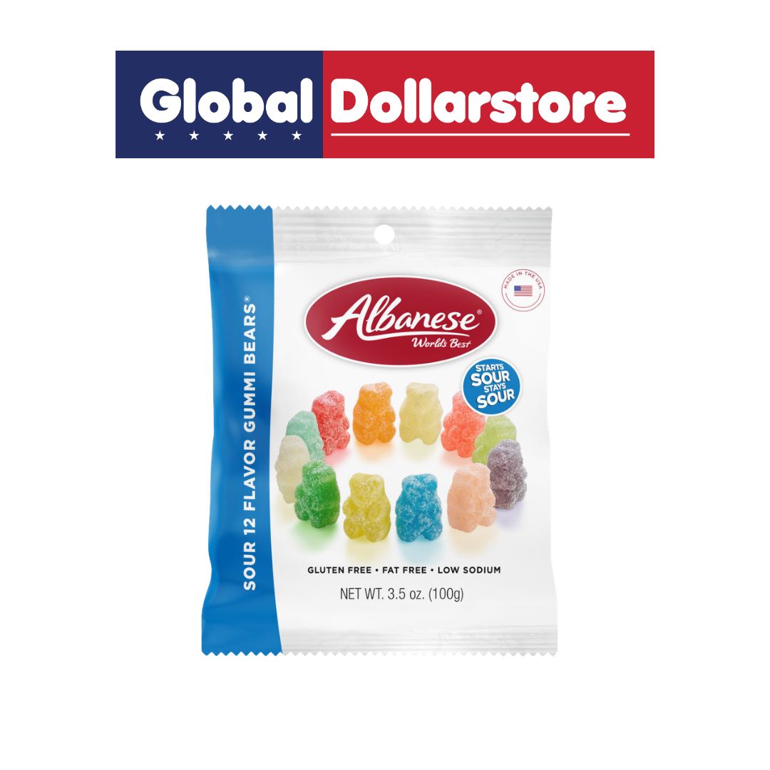 ALBANESE SOUR 12 FLAVOR GUMMI BEARS 3.5OZ