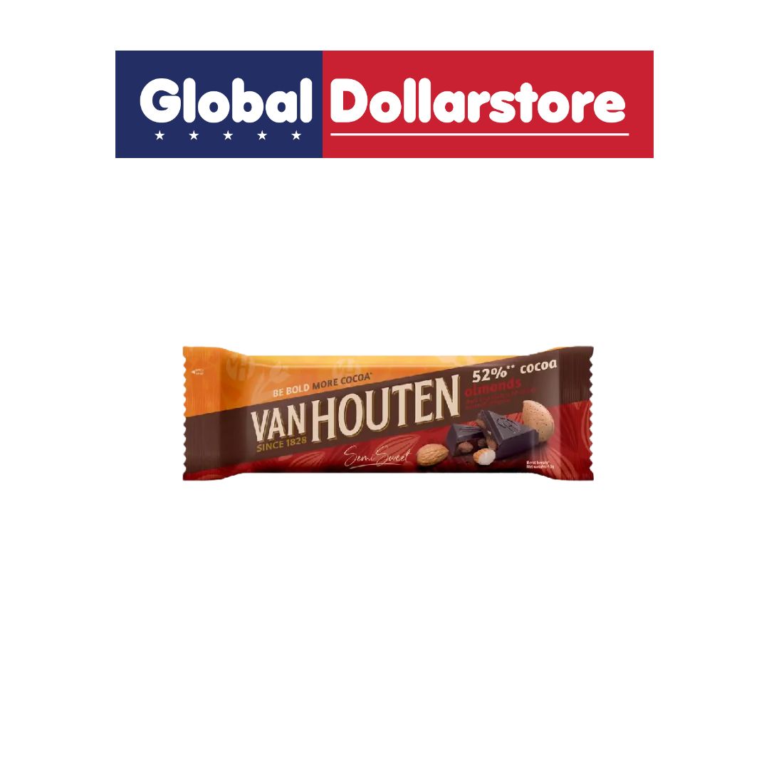 VAN HOUTEN 52% COCOA ALMOND BAR 140G