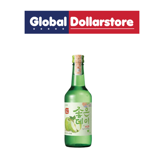 Good Day Korean Soju Apple flavored bottle featuring a crisp green apple taste, with distinctive Good Day branding and Korean soju packaging.