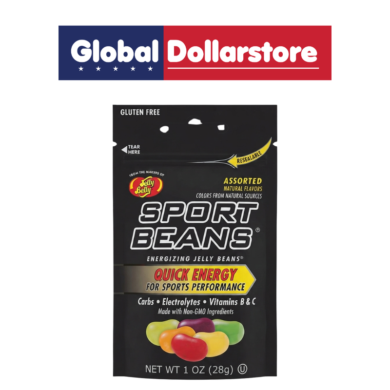 Jelly Belly Sport Beans featuring flavorful, chewy jelly beans in a convenient snack pack, perfect for active lifestyles, workouts, outdoor activities, or enjoying as a fruity candy treat anytime.