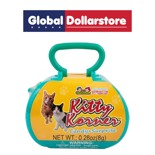 Kidsmania Kitty Korner with Candy featuring a fun cat-themed candy container filled with colorful sweet treats, making it a playful choice for kids, party favors, candy collections, gifting, and special occasions.