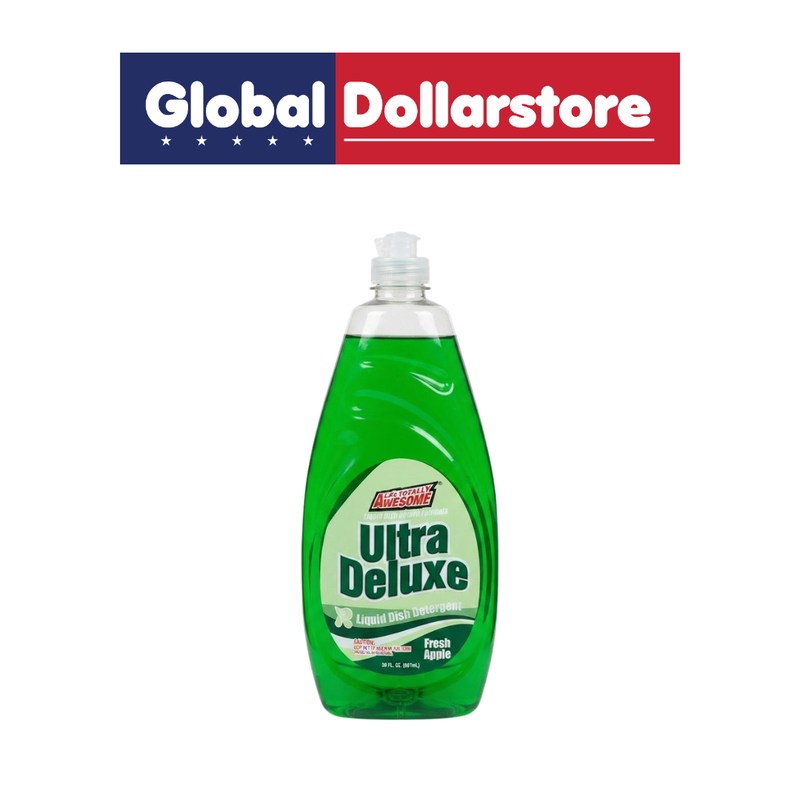 LA's Totally Awesome Ultra Deluxe Fresh Apple cleaner featuring a crisp apple fragrance and powerful cleaning formula for tackling everyday household messes.