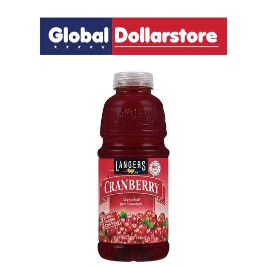 Langers Cranberry Juice in a convenient bottle, delivering a bold and refreshing cranberry flavor that's perfect for enjoying chilled, serving with meals, or mixing into flavorful fruit drinks.