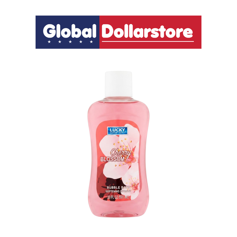 Lucky Cherry Blossom Bubble Bath 591ml with a delicate floral fragrance, creating a bubbly bathing experience for a refreshing and relaxing daily soak.