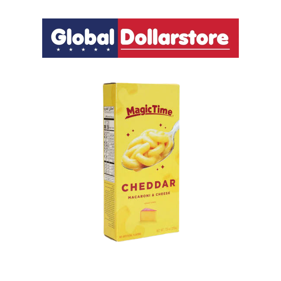 Magic Time Mac and Cheese Cheddar brings comfort to your table in minutes. This quick-cooking pasta dinner features a creamy cheddar sauce that clings to every piece, delivering rich cheese flavor without the fuss. Perfect for busy weeknights, lunch boxes, or when you need satisfying comfort food fast. Simply boil, drain, and mix — dinner is ready in under 10 minutes. Stock up and enjoy the magic of instant, delicious mac and cheese whenever you need it.