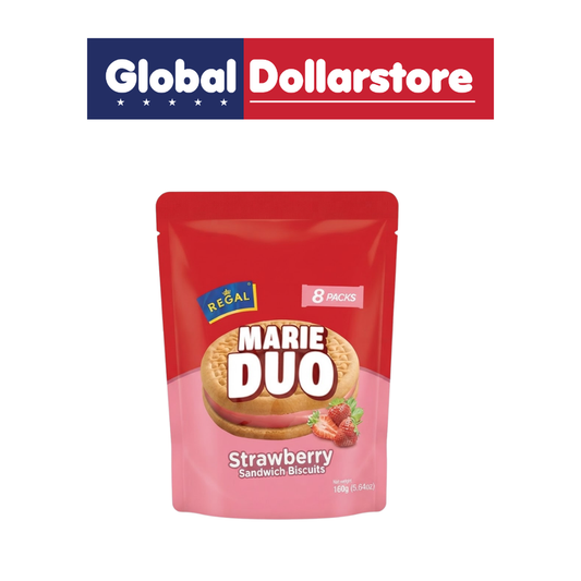 Marie Duo Strawberry snack pouch featuring sweet strawberry-flavored treats in convenient portable packaging, with distinctive Marie Duo branding for an easy everyday snack.