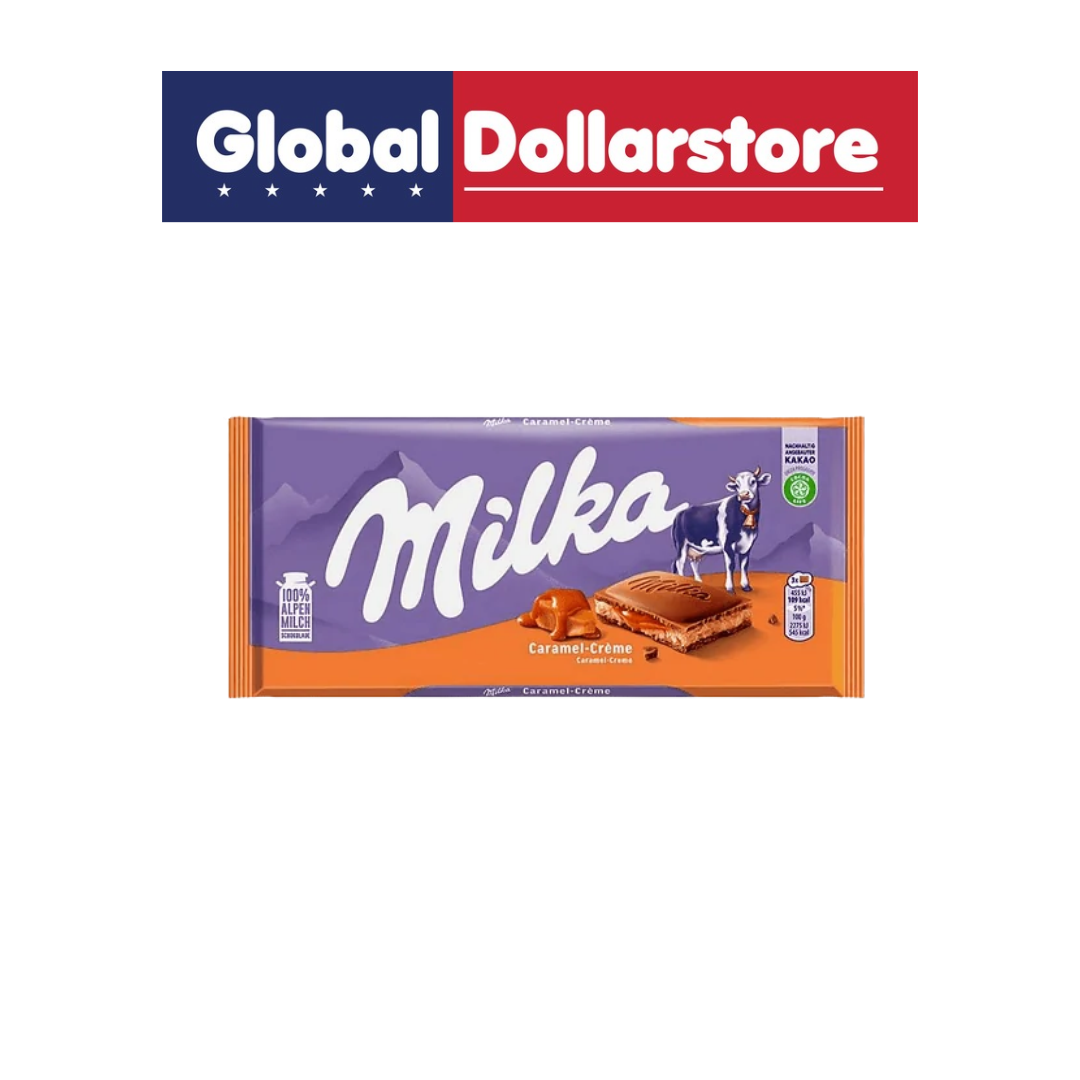 Indulge in the smooth, velvety taste of Milka Chocolate Caramel Crème. Each bar combines premium Alpine milk chocolate with a rich caramel centre, delivering a perfect balance of sweetness and creamy texture. Ideal for chocolate lovers seeking a moment of indulgence. Experience the distinctive Milka quality in every bite.