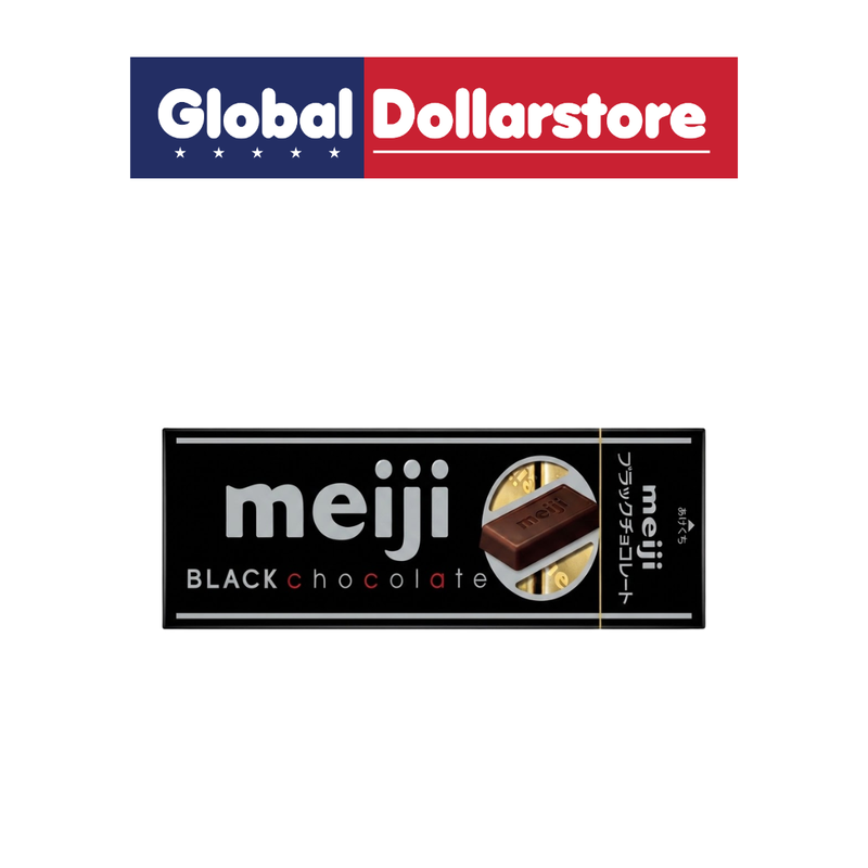 Meiji Black Chocolate bar featuring rich, deep cocoa flavor and smooth chocolate texture, ideal for enjoying a satisfying dark chocolate treat.