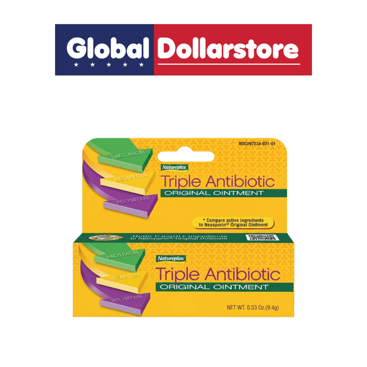 Natureplex Triple Antibiotic ointment in a compact package, formulated for topical first-aid care of minor cuts, scrapes, and burns.