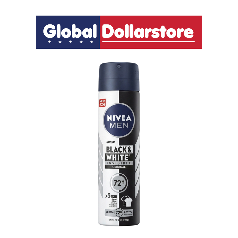 NIVEA MEN Invisible Original Anti-Perspirant Spray 72HR featuring long-lasting sweat and odor protection with an invisible formula designed to help prevent white marks on clothing, keeping you feeling fresh and confident throughout the day.