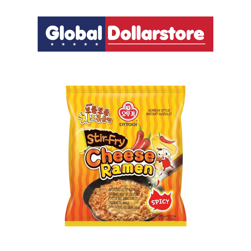 Ottogi Spicy Stir-Fry Noodles pouch featuring chewy noodles coated in a bold, savory spicy sauce, with authentic Korean-inspired flavor and distinctive Ottogi packaging.