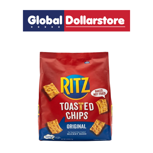 RITZ Toasted Chips Original, crunchy toasted snack chips with a classic savory flavor and light, crisp texture, making them a convenient choice for satisfying cravings, casual snacking, or sharing with family and friends.