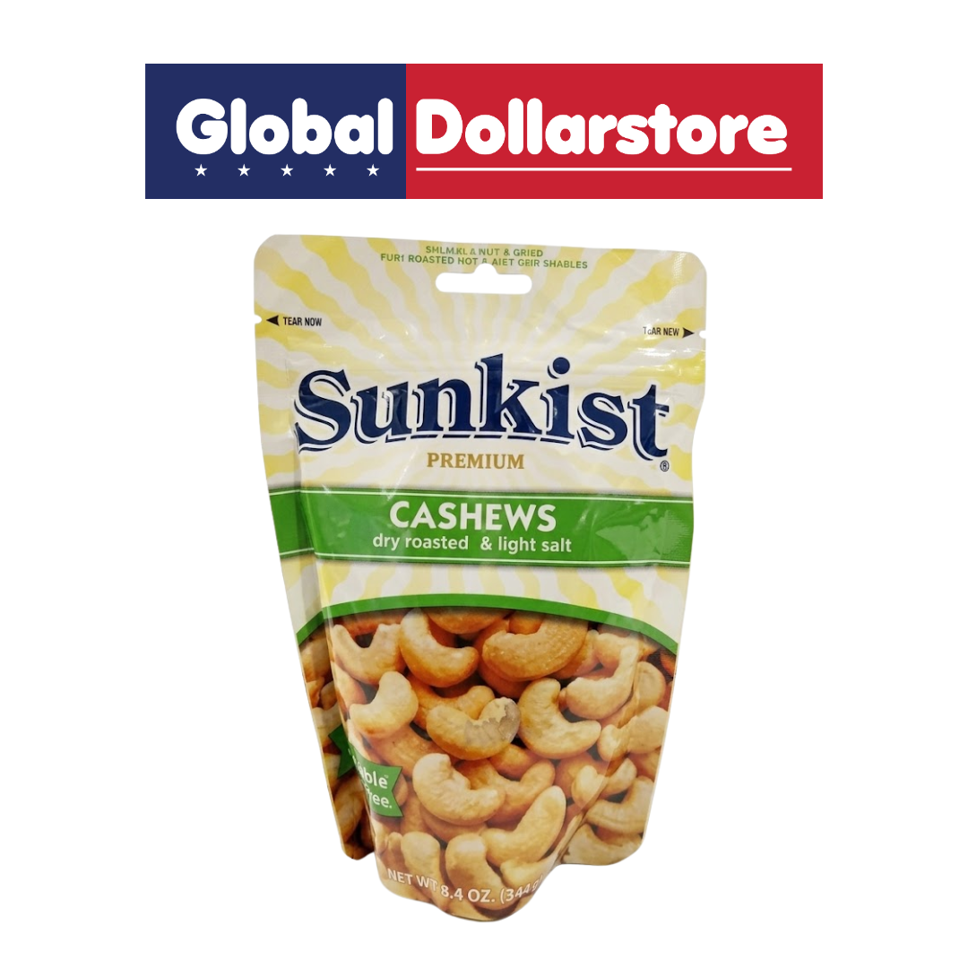 Sunkist Dry Roasted Cashews featuring crunchy, golden-roasted cashew nuts with a naturally rich and savory flavor, perfect for snacking, sharing, topping salads, adding to recipes, or enjoying anytime.