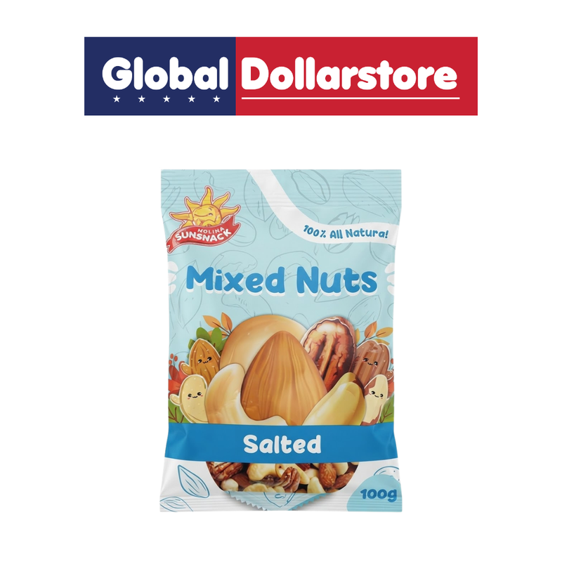 SunSnack Salted Mixed Nuts snack pack featuring a savory blend of assorted roasted nuts, with clear SunSnack branding and product packaging displayed against a clean background.