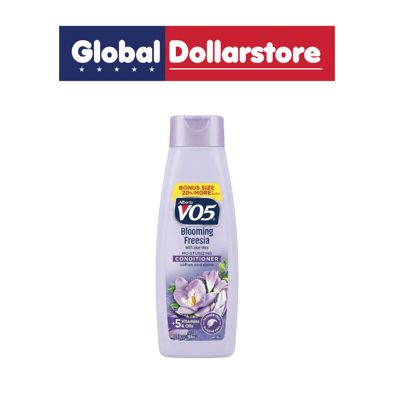 VO5 Blooming Freesia Conditioner with a floral-inspired formula designed to smooth and soften hair while leaving it feeling fresh and easy to manage.