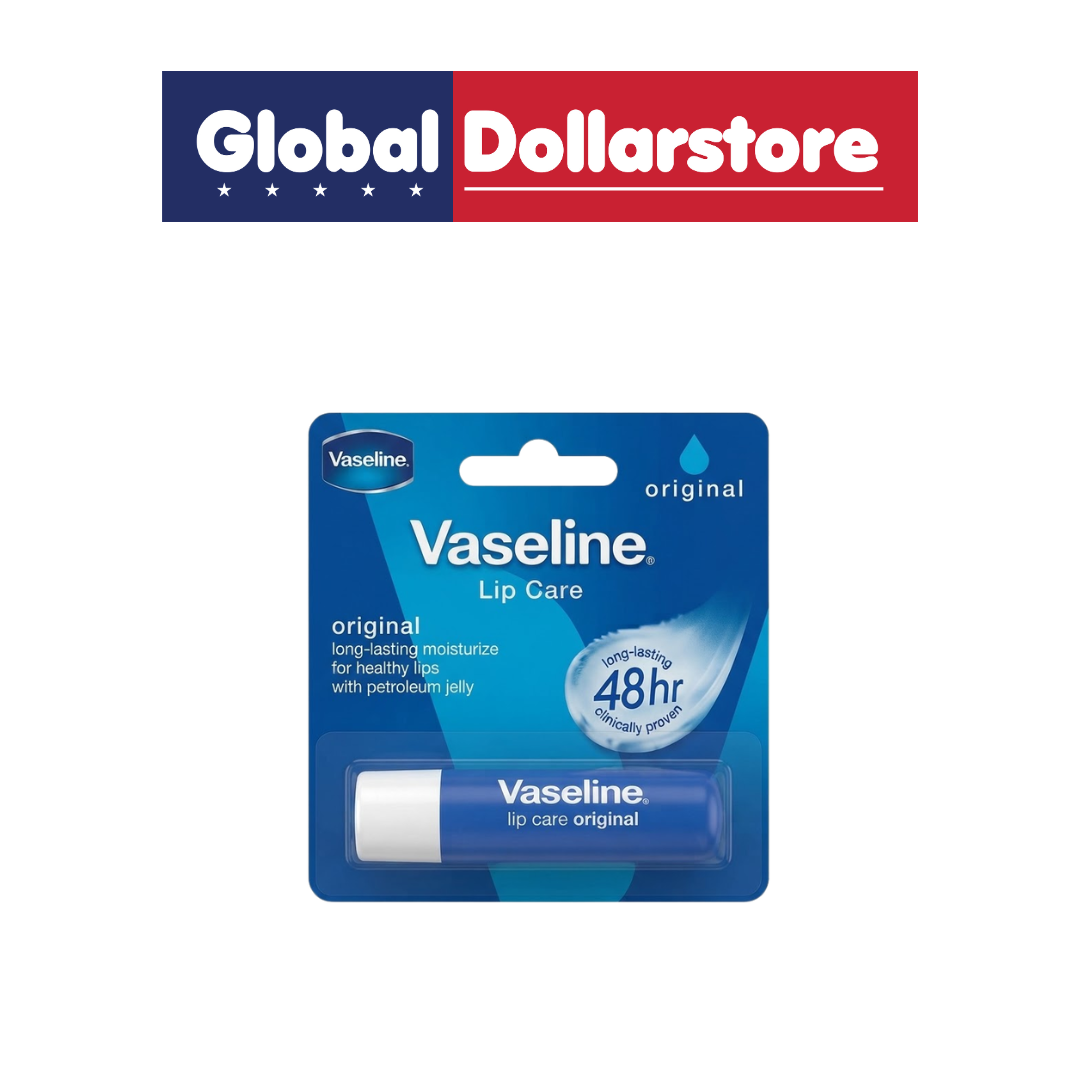 Vaseline Lip Care lip balm featuring a moisturizing formula designed to help protect and nourish dry lips, with recognizable Vaseline branding and convenient lip-care packaging.