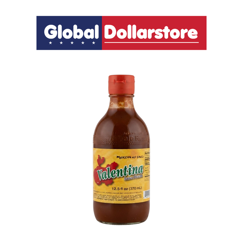 Valentina Salsa Picante Red hot sauce featuring a bold, spicy chili flavor in a classic red sauce, perfect for adding heat to snacks and savory dishes.