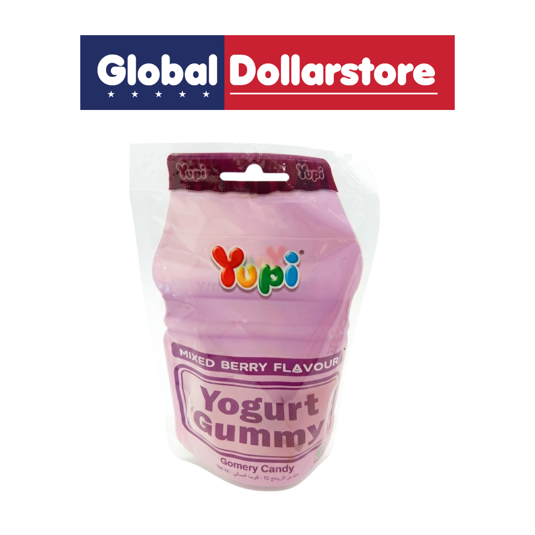 Yupi Yogurt Gummy Mixed Berry featuring soft and chewy gummy candies with a delicious yogurt and mixed berry flavor, offering a fruity and creamy-tasting treat perfect for snacking, sharing, or enjoying anytime.